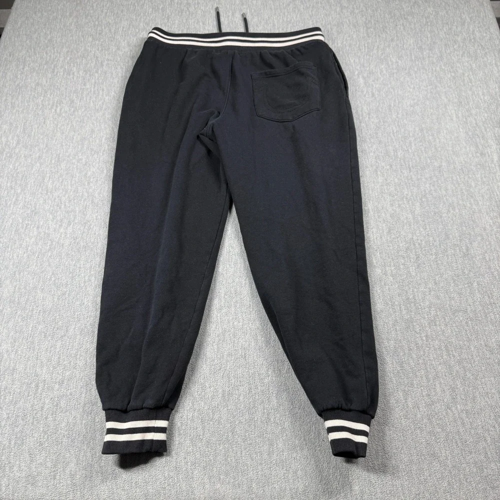 True Religion Joggers Mens 34 Black Alumni Fleece Sweatpants Varsity Gym Lounge